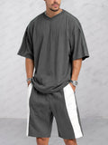 Casual Loose Fit Colorblock Sports Set