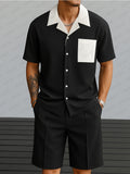 Modern Contrast Shirt Shorts Set