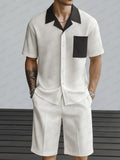 Modern Contrast Shirt Shorts Set