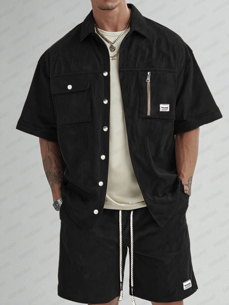 Cargo Style Corduroy Shirt Set