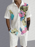 Leisure Time Printed Shirt Shorts Set