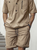 Casual Utility Shirt Shorts Set