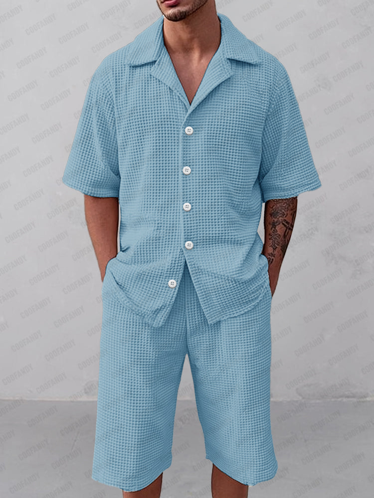 Casual Versatile Waffle Matching Set