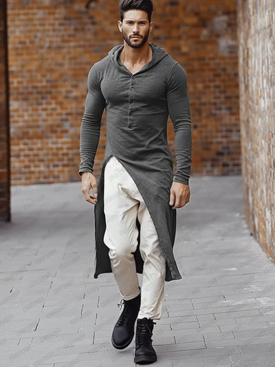 Stylish Longline Split Hooded Top