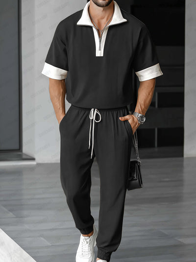 Casual Fashion Polo Jogger Set