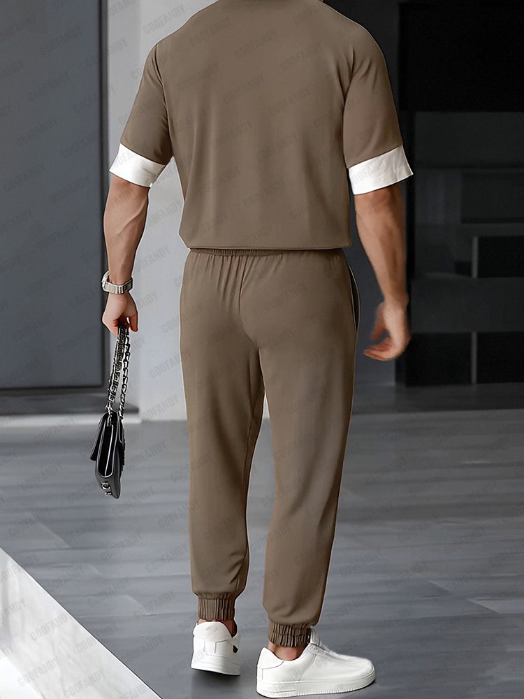 Casual Fashion Polo Jogger Set