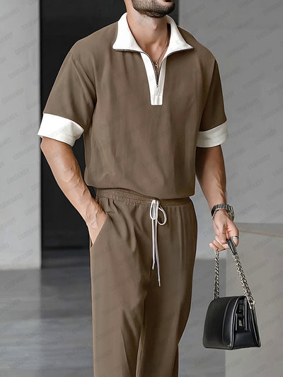 Casual Fashion Polo Jogger Set