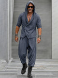 Trendy Hooded Slant Placket Shirt Pants Set