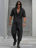 Trendy Hooded Slant Placket Shirt Pants Set