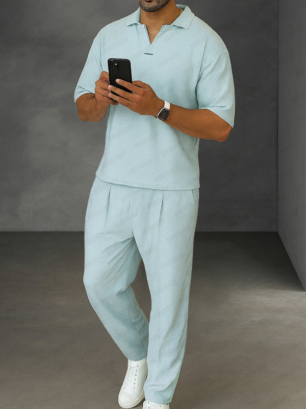 Practical Casual Shirt Pants Matching Set