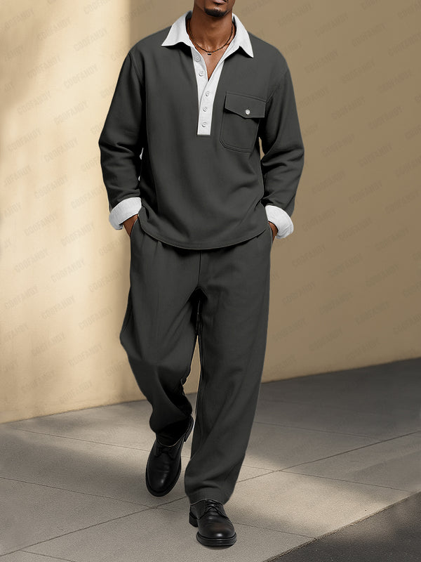 Easy Match Color Block Polo Shirt Set