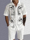 Leisure Artistic Print Shirt Shorts Set
