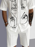 Leisure Artistic Print Shirt Shorts Set