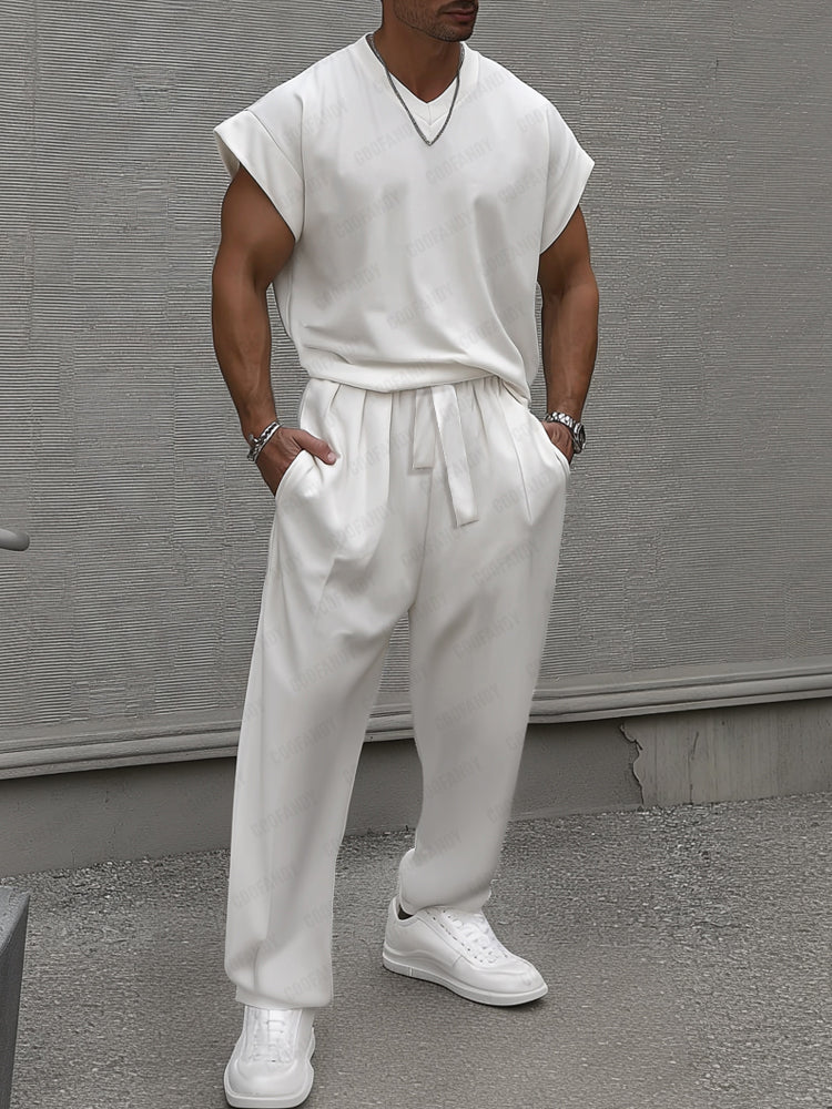 Versatile Street Fashion Tank Top Pants Set