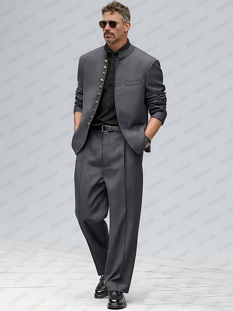 Urban Style Metallic Button Suit Set