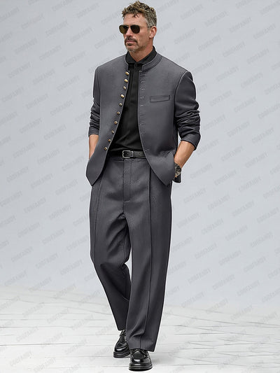 Urban Style Metallic Button Suit Set
