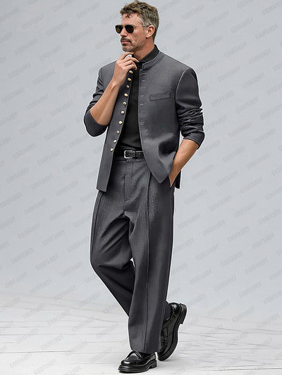 Urban Style Metallic Button Suit Set