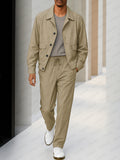 Casual Utility Style Jacket Pants Set