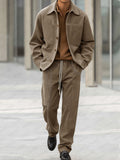Smart Casual Suede Jacket Pants Set
