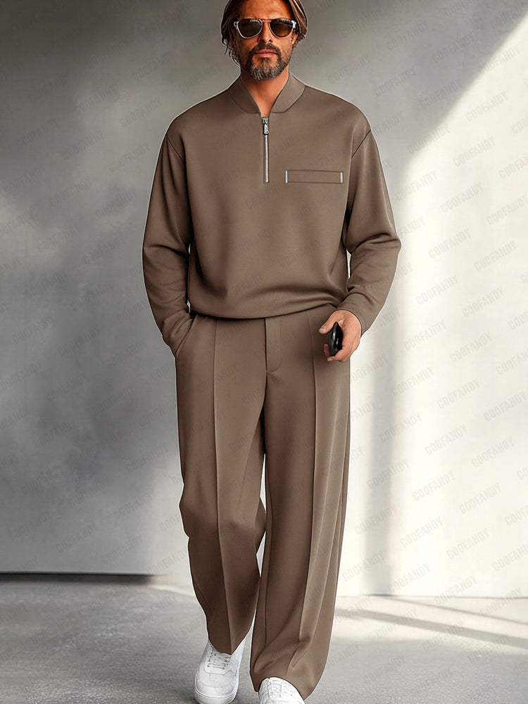 Men's Effortless Simple Style 2-Piece Matching Set - Office
