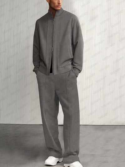 Leisure Two-Way Zipper Suede Jacket Set