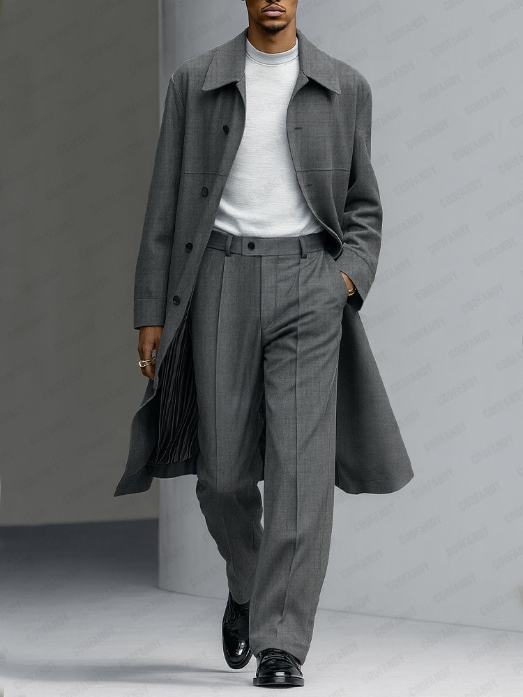 Quiet Luxury Style Trench Coat Pants set