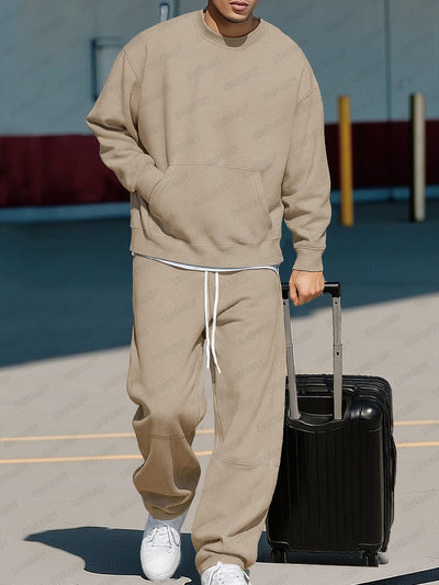 Versatile Relaxed Fit Sweatshirt Pants Set