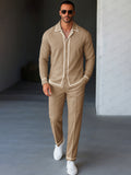 Casual Contrast Trim Shirt Pants Set