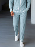 Casual Contrast Trim Shirt Pants Set