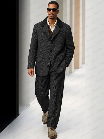 Vintage Herringbone Tweed Matching Set