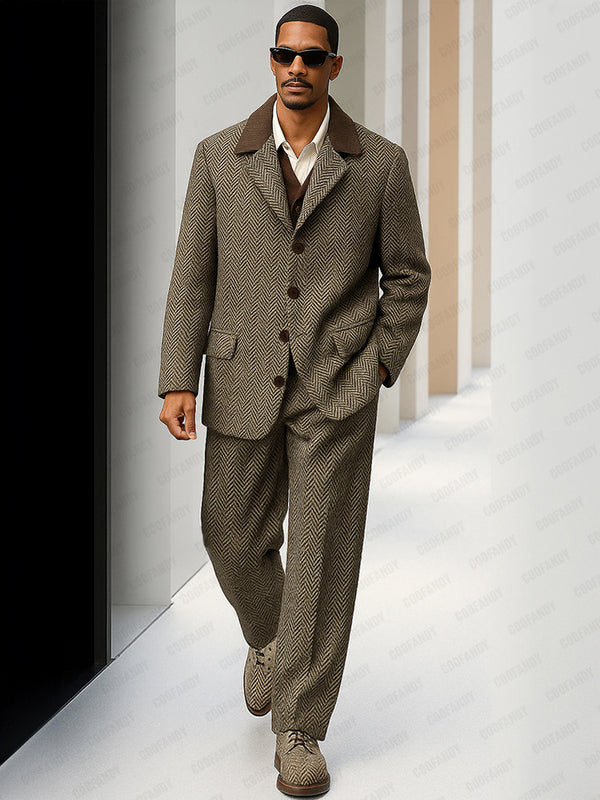 Vintage Herringbone Tweed Matching Set