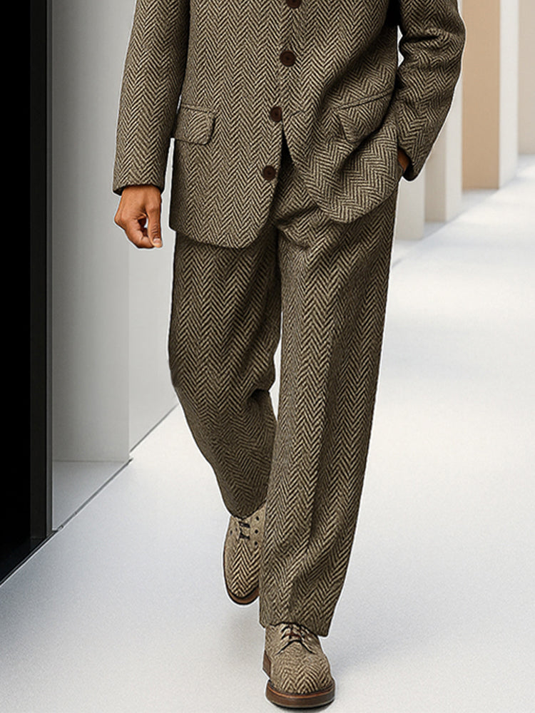 Vintage Herringbone Tweed Matching Set – COOFANDY