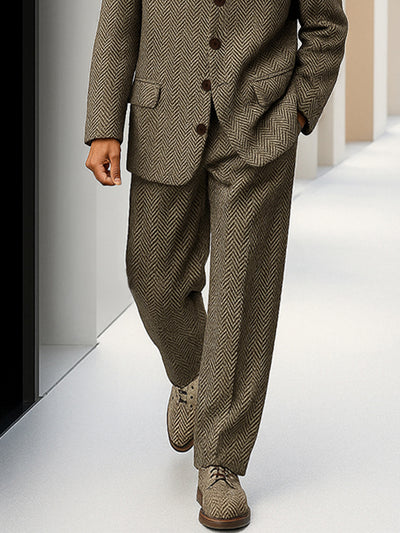 Vintage Herringbone Tweed Matching Set