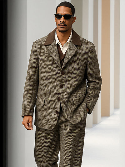 Vintage Herringbone Tweed Matching Set