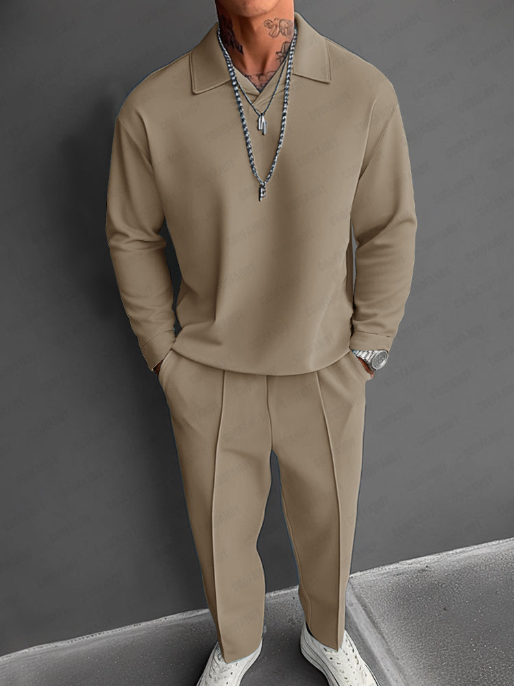 Modern Casual Style Matching Set, Khaki / XXXL