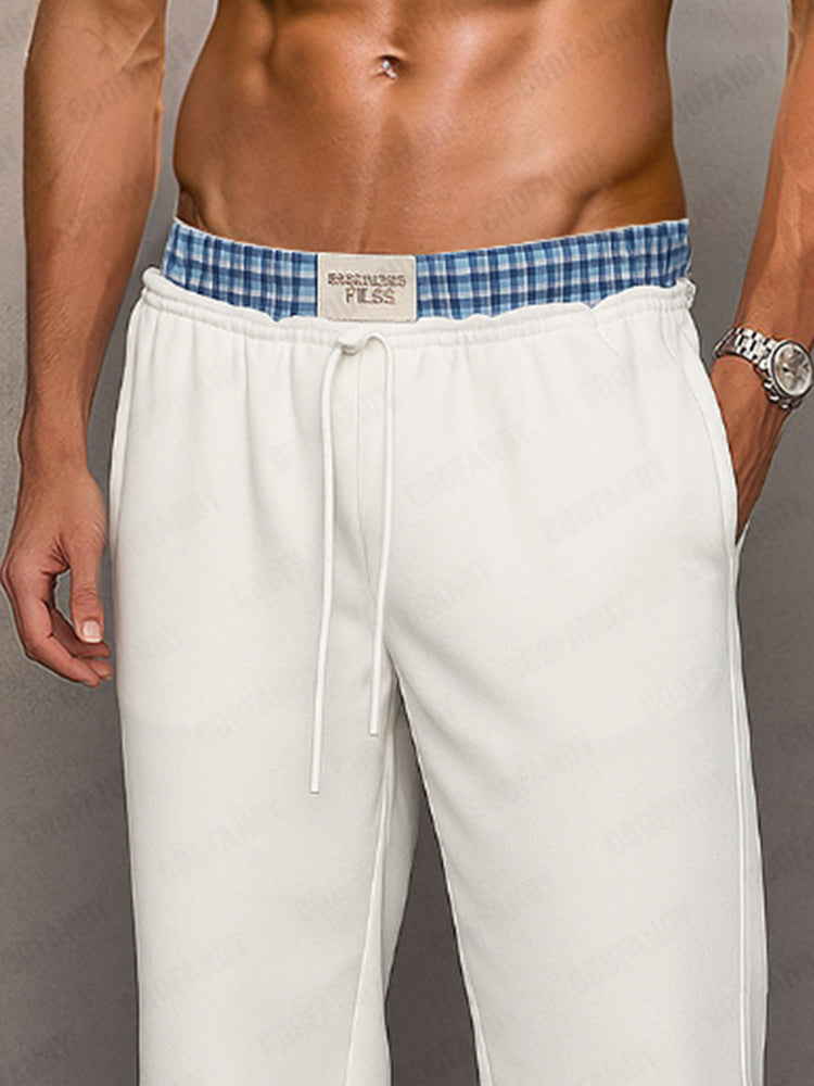 Casual Comfy Plaid Panel Sweatpants