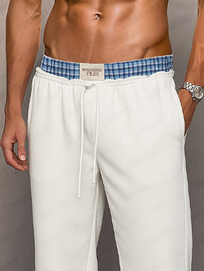 Casual Comfy Plaid Panel Sweatpants