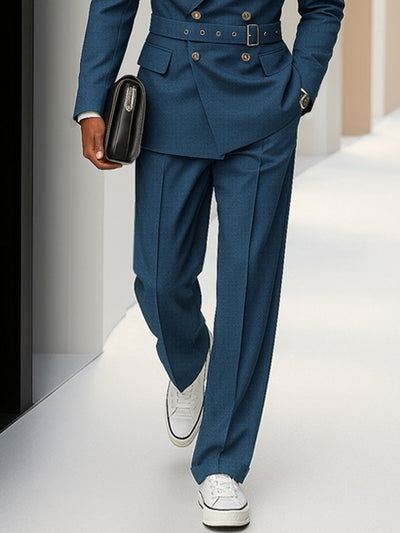 Modern Double Breasted Belted Suit Set