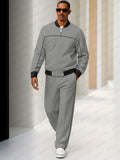 Sport Style Two-Tone Jacket and Pants Set