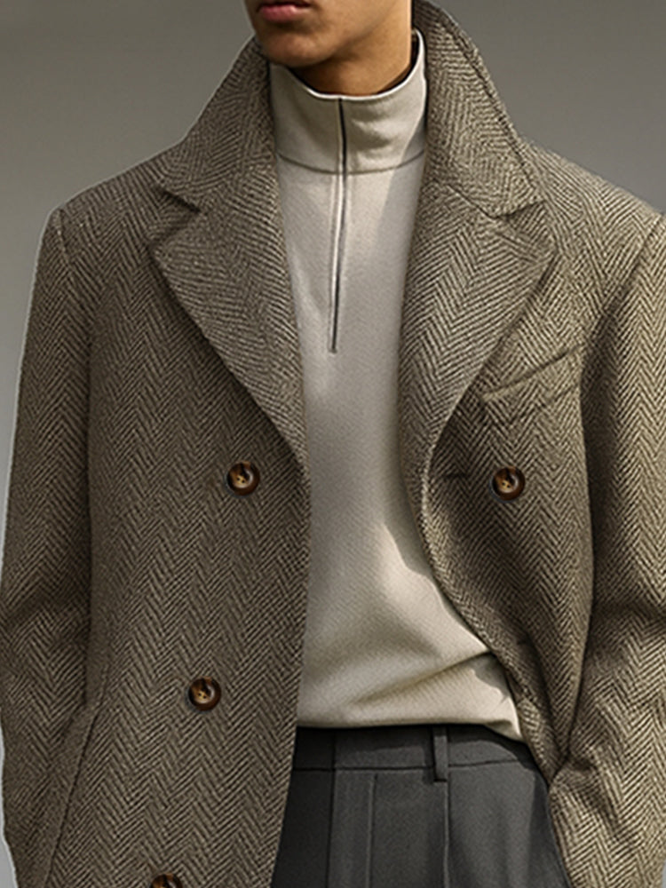 Vintage-Inspired Herringbone Coat