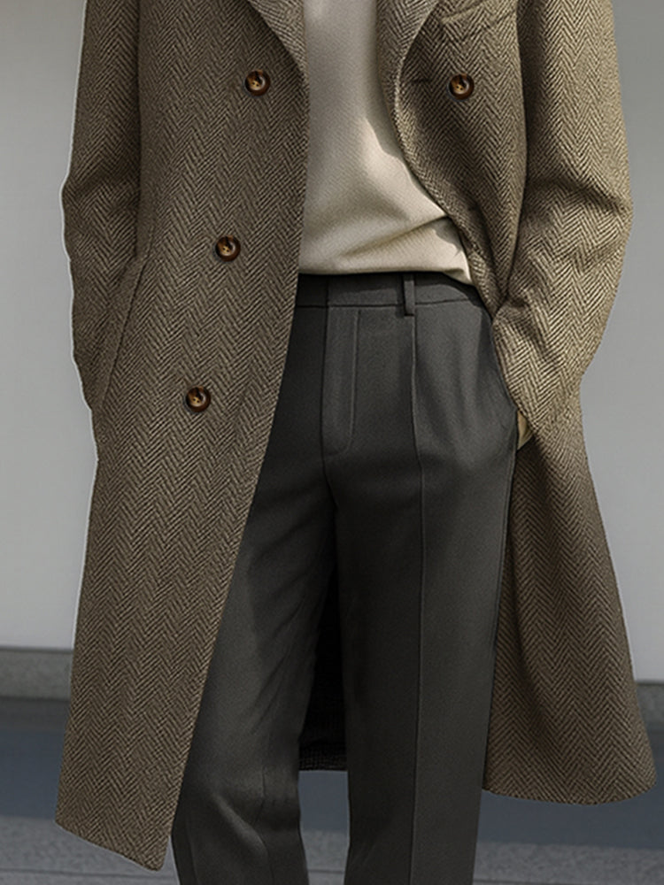 Vintage-Inspired Herringbone Coat