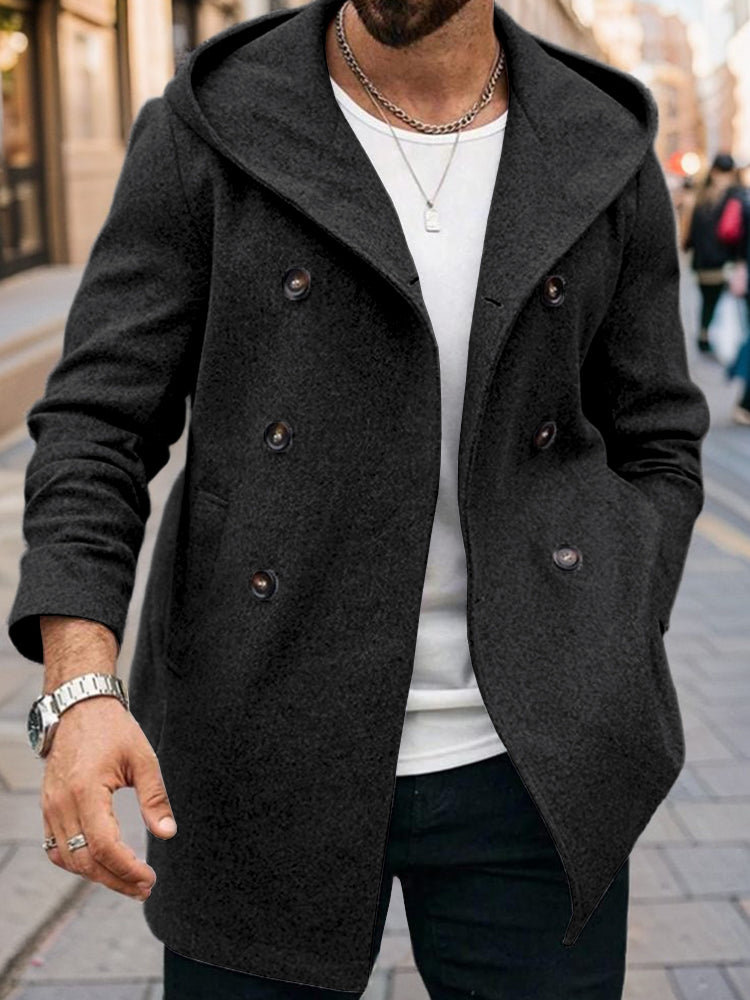 Casual Comfort Hooded Tweed Coat