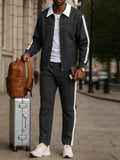 Urban Color Block Design Jacket Pants Set