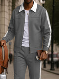 Urban Color Block Design Jacket Pants Set