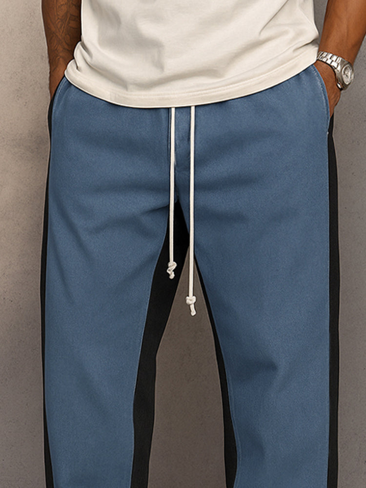 Suede Loose Fit Contrast Color Pants