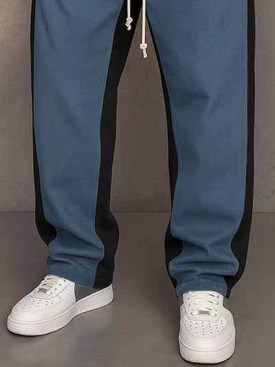 Suede Loose Fit Contrast Color Pants