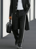 Modern Casual Contrast Tape Coat Pants Set