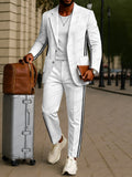 Stylish Stripe Panel Blazer Pants Set