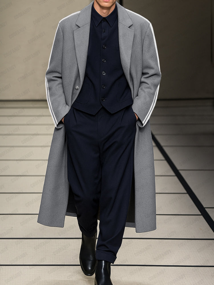 Urban Side Stripe Tweed Coat
