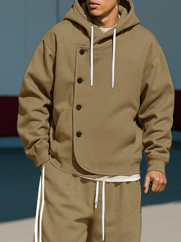 Sporty Street Style Hooded Jacket Set